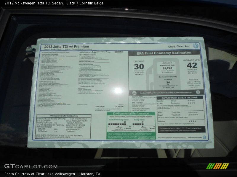 Black / Cornsilk Beige 2012 Volkswagen Jetta TDI Sedan