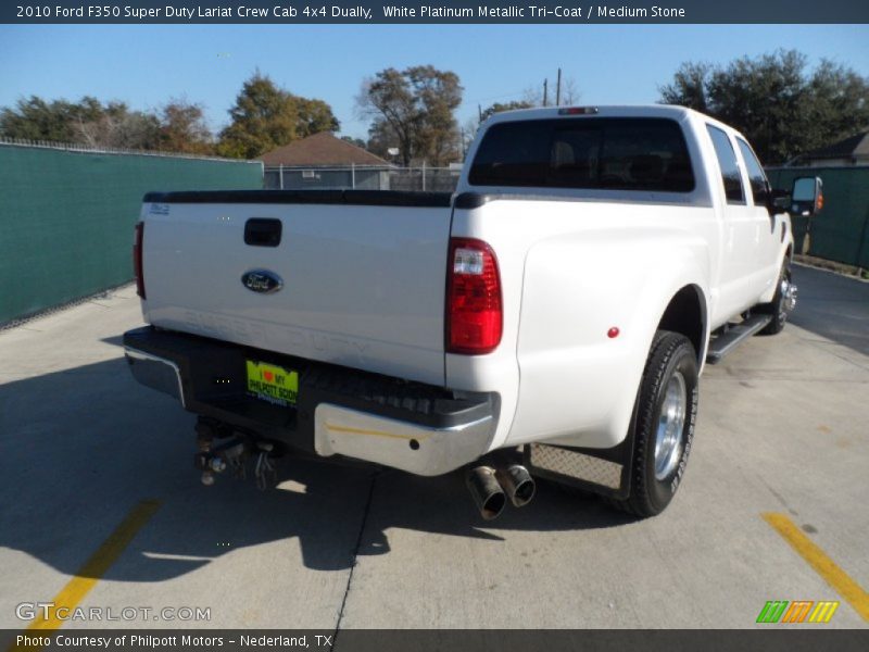 White Platinum Metallic Tri-Coat / Medium Stone 2010 Ford F350 Super Duty Lariat Crew Cab 4x4 Dually