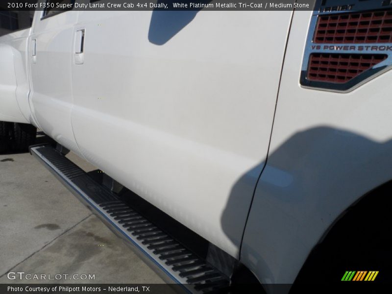 White Platinum Metallic Tri-Coat / Medium Stone 2010 Ford F350 Super Duty Lariat Crew Cab 4x4 Dually