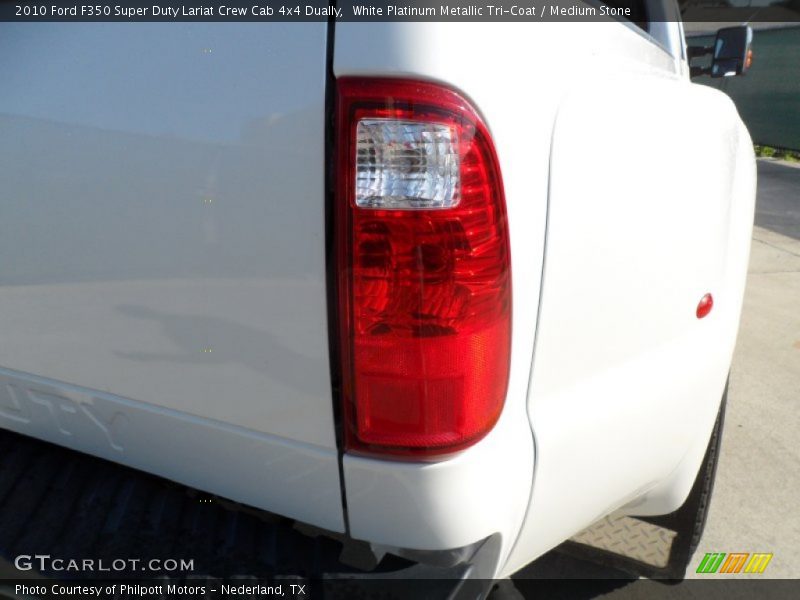 White Platinum Metallic Tri-Coat / Medium Stone 2010 Ford F350 Super Duty Lariat Crew Cab 4x4 Dually
