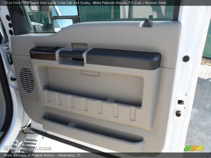 White Platinum Metallic Tri-Coat / Medium Stone 2010 Ford F350 Super Duty Lariat Crew Cab 4x4 Dually