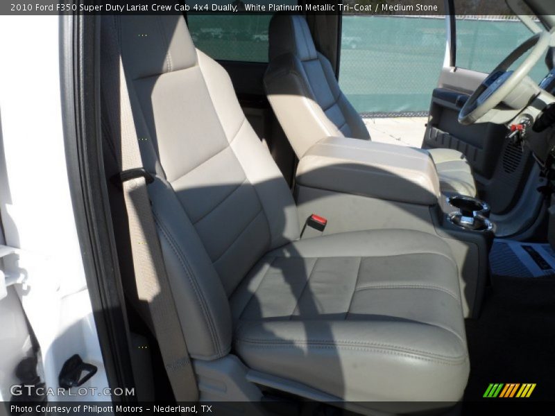 White Platinum Metallic Tri-Coat / Medium Stone 2010 Ford F350 Super Duty Lariat Crew Cab 4x4 Dually