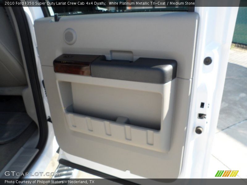 White Platinum Metallic Tri-Coat / Medium Stone 2010 Ford F350 Super Duty Lariat Crew Cab 4x4 Dually