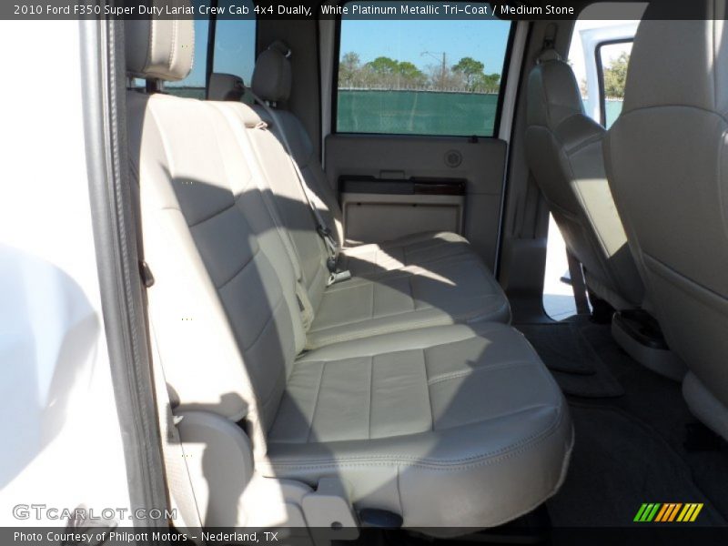 White Platinum Metallic Tri-Coat / Medium Stone 2010 Ford F350 Super Duty Lariat Crew Cab 4x4 Dually