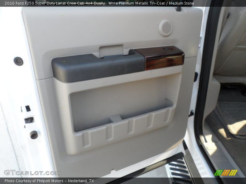 White Platinum Metallic Tri-Coat / Medium Stone 2010 Ford F350 Super Duty Lariat Crew Cab 4x4 Dually