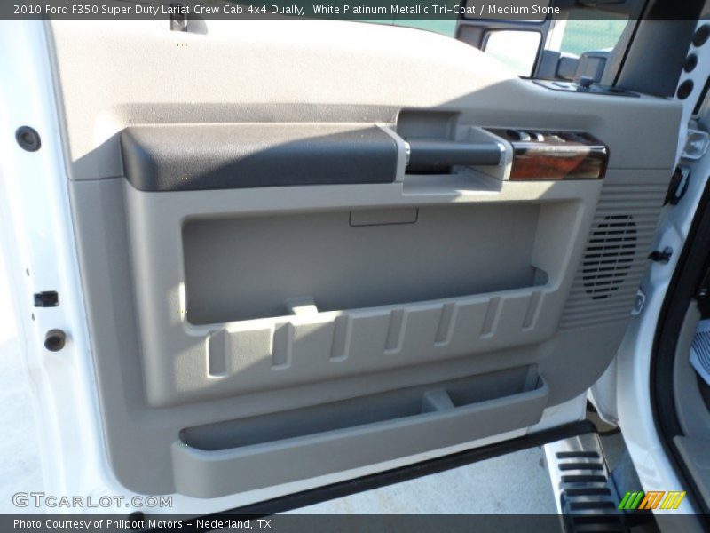 White Platinum Metallic Tri-Coat / Medium Stone 2010 Ford F350 Super Duty Lariat Crew Cab 4x4 Dually