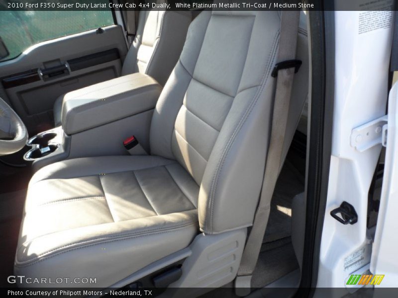 White Platinum Metallic Tri-Coat / Medium Stone 2010 Ford F350 Super Duty Lariat Crew Cab 4x4 Dually