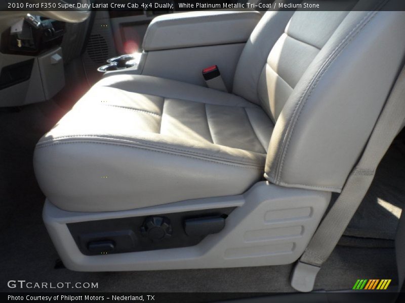 White Platinum Metallic Tri-Coat / Medium Stone 2010 Ford F350 Super Duty Lariat Crew Cab 4x4 Dually