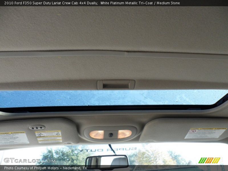 White Platinum Metallic Tri-Coat / Medium Stone 2010 Ford F350 Super Duty Lariat Crew Cab 4x4 Dually
