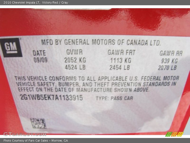 Victory Red / Gray 2010 Chevrolet Impala LT