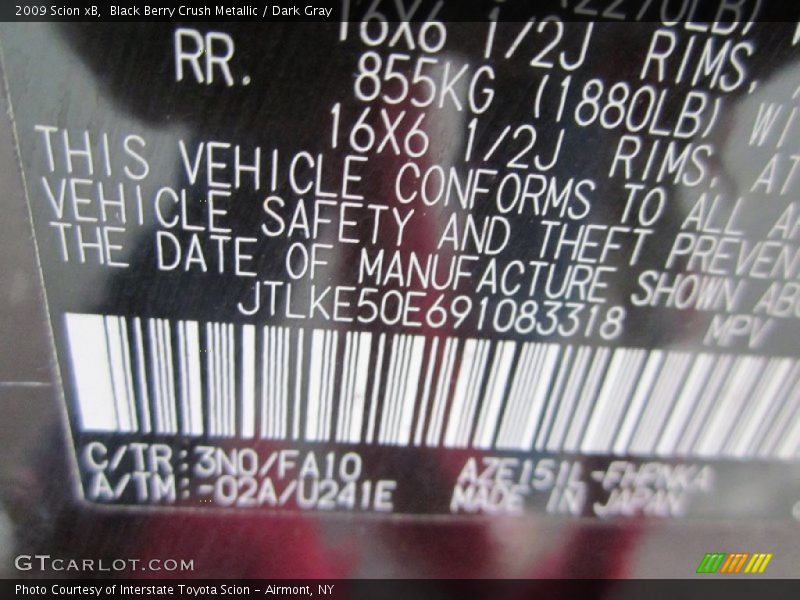 Black Berry Crush Metallic / Dark Gray 2009 Scion xB