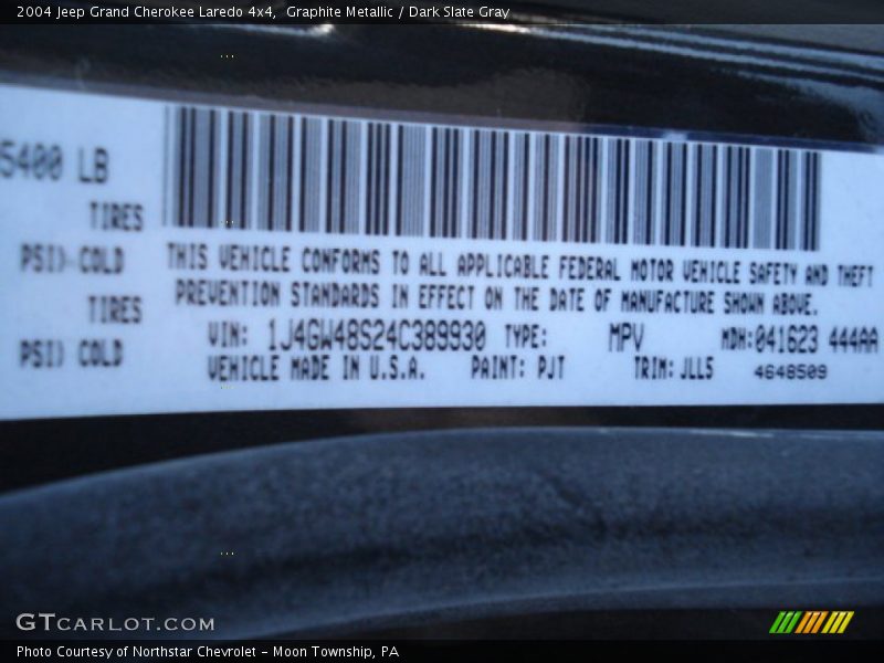 Graphite Metallic / Dark Slate Gray 2004 Jeep Grand Cherokee Laredo 4x4