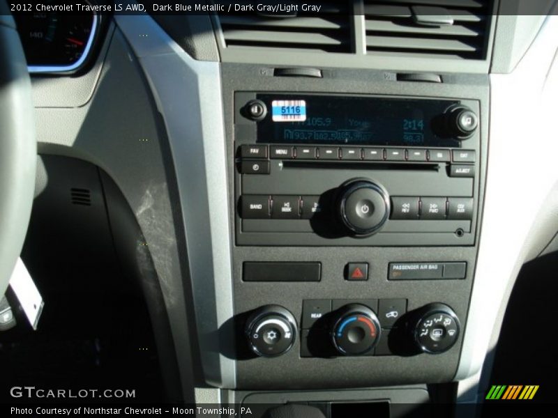 Dark Blue Metallic / Dark Gray/Light Gray 2012 Chevrolet Traverse LS AWD