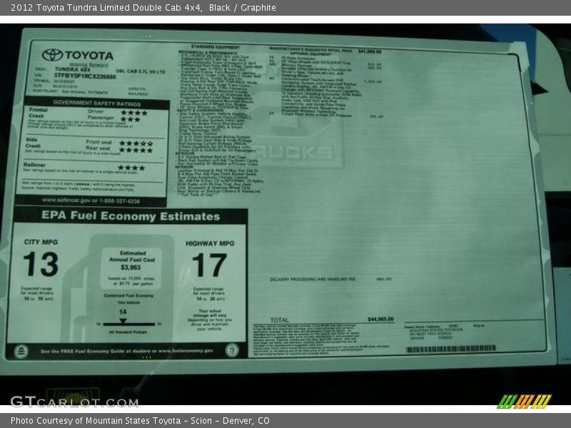 Black / Graphite 2012 Toyota Tundra Limited Double Cab 4x4