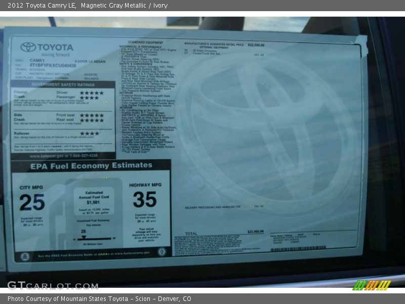 Magnetic Gray Metallic / Ivory 2012 Toyota Camry LE