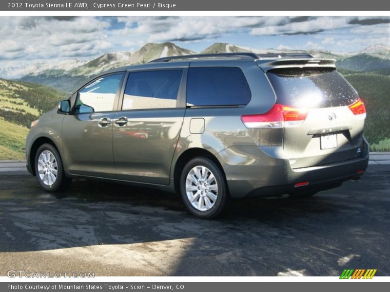 Cypress Green Pearl / Bisque 2012 Toyota Sienna LE AWD