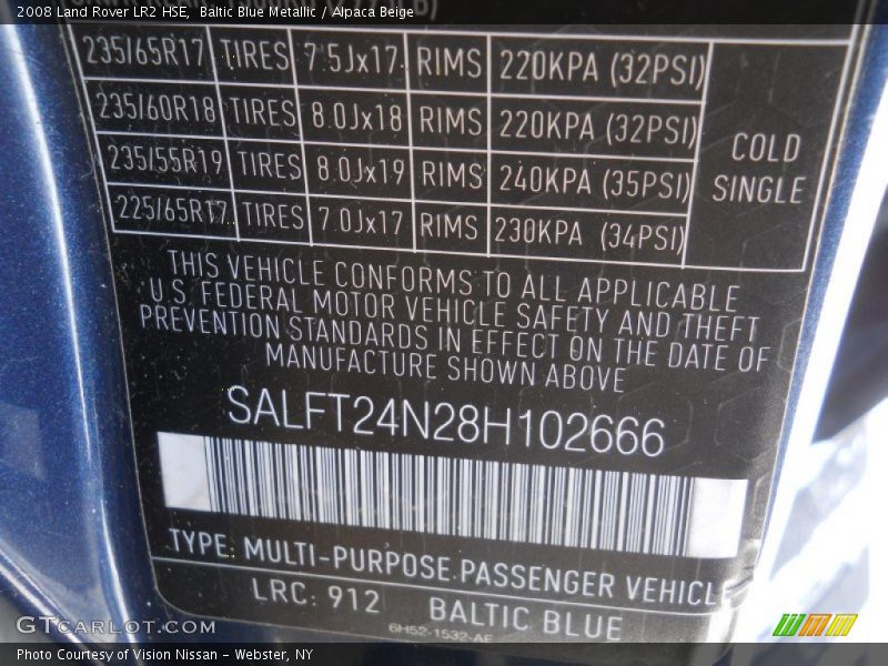 Baltic Blue Metallic / Alpaca Beige 2008 Land Rover LR2 HSE