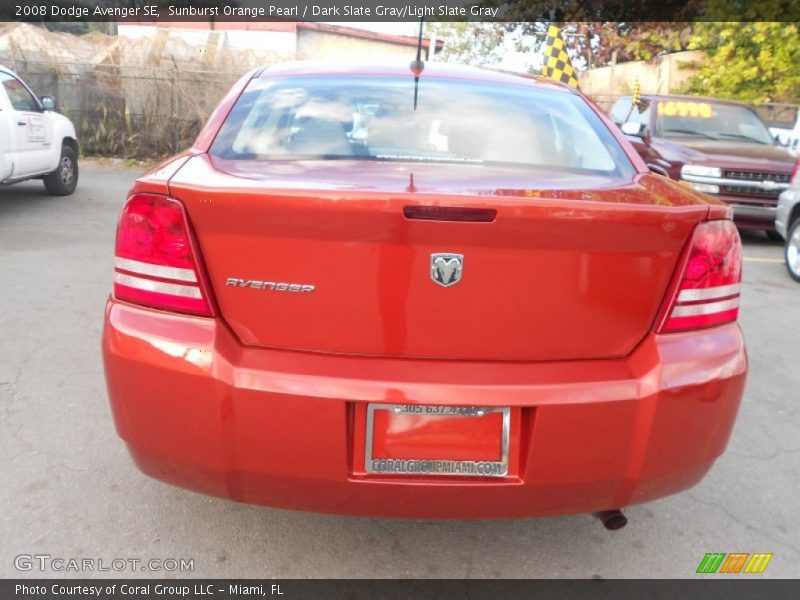 Sunburst Orange Pearl / Dark Slate Gray/Light Slate Gray 2008 Dodge Avenger SE