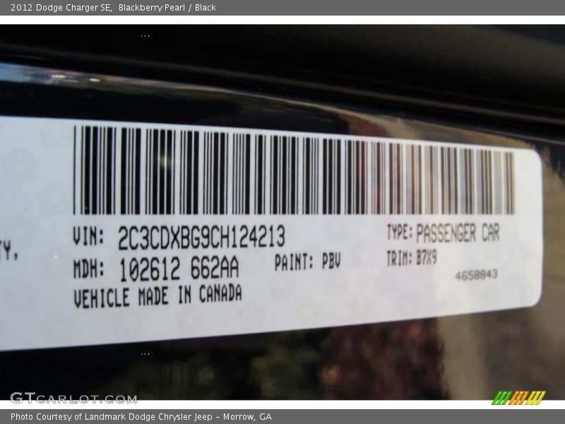 Blackberry Pearl / Black 2012 Dodge Charger SE