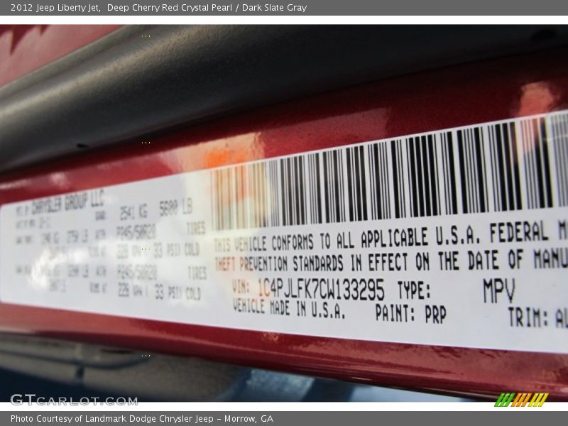 2012 Liberty Jet Deep Cherry Red Crystal Pearl Color Code PRP