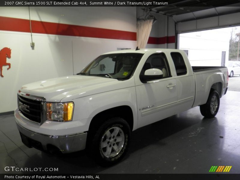Summit White / Dark Titanium/Light Titanium 2007 GMC Sierra 1500 SLT Extended Cab 4x4