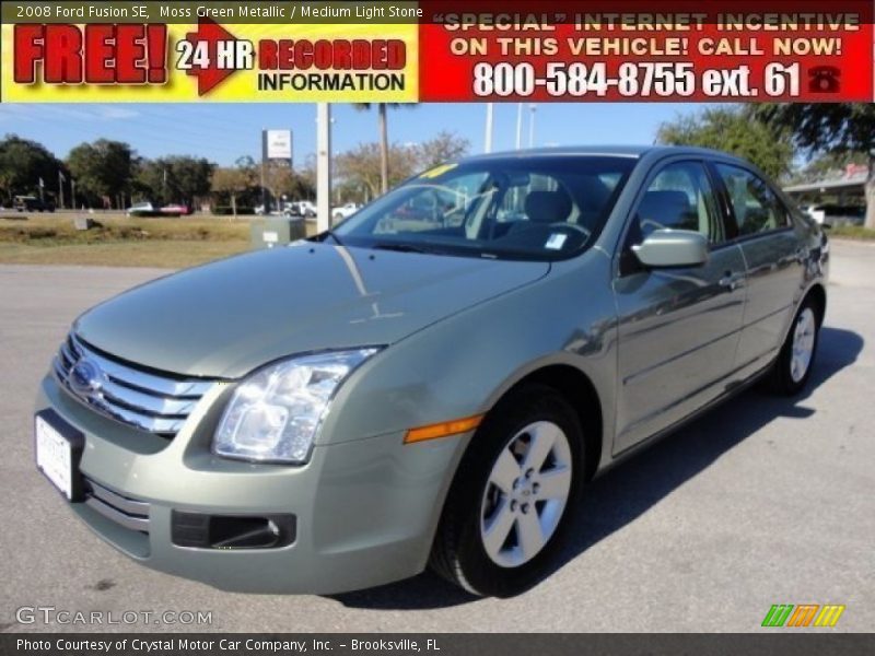 Moss Green Metallic / Medium Light Stone 2008 Ford Fusion SE