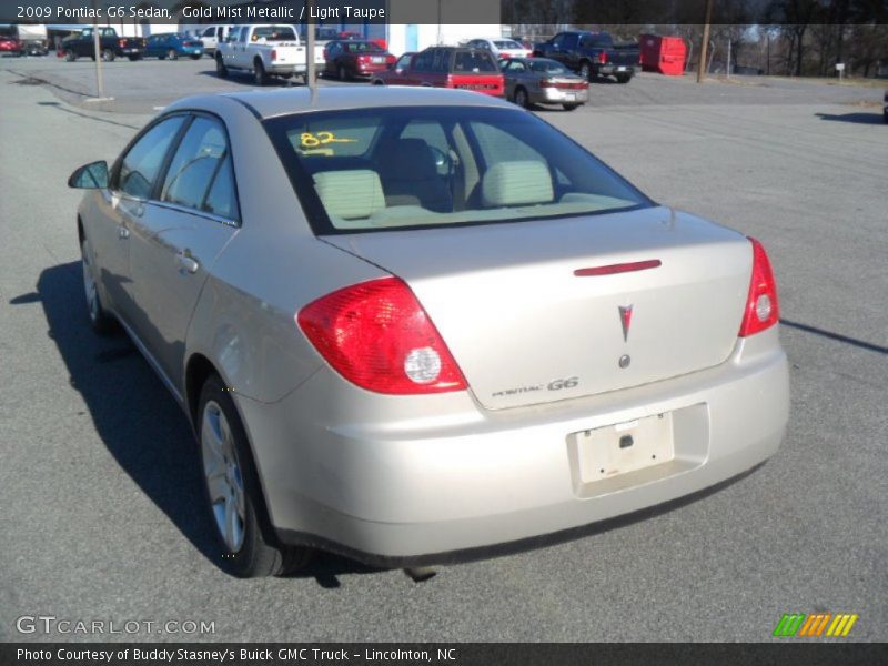 Gold Mist Metallic / Light Taupe 2009 Pontiac G6 Sedan