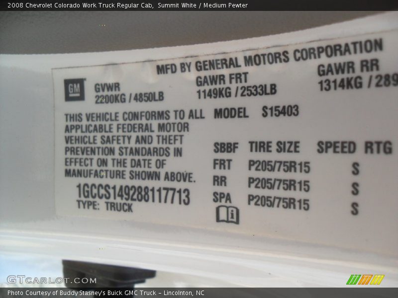 Summit White / Medium Pewter 2008 Chevrolet Colorado Work Truck Regular Cab