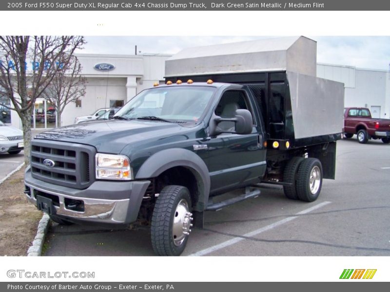 Dark Green Satin Metallic / Medium Flint 2005 Ford F550 Super Duty XL Regular Cab 4x4 Chassis Dump Truck