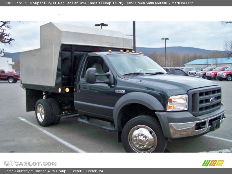 Dark Green Satin Metallic / Medium Flint 2005 Ford F550 Super Duty XL Regular Cab 4x4 Chassis Dump Truck