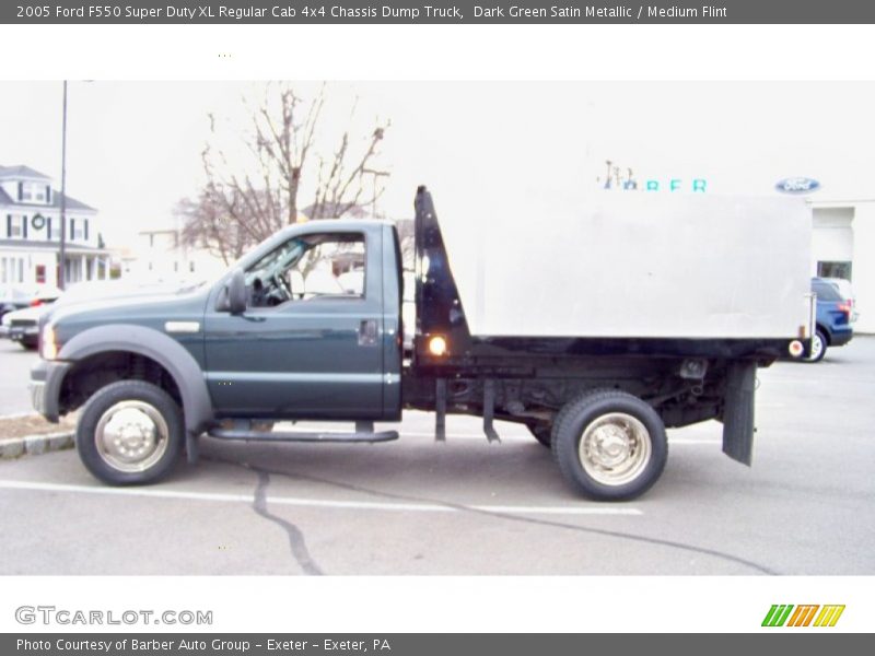 Dark Green Satin Metallic / Medium Flint 2005 Ford F550 Super Duty XL Regular Cab 4x4 Chassis Dump Truck