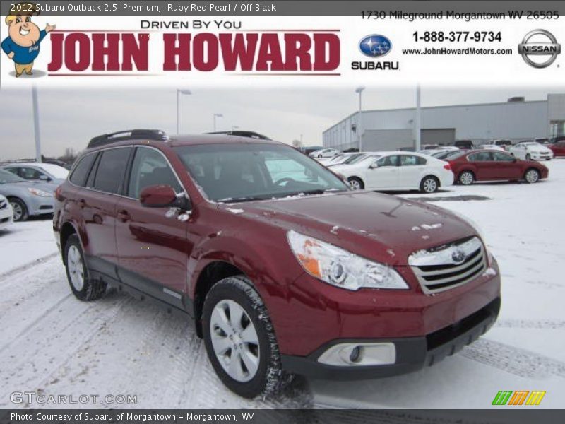 Ruby Red Pearl / Off Black 2012 Subaru Outback 2.5i Premium