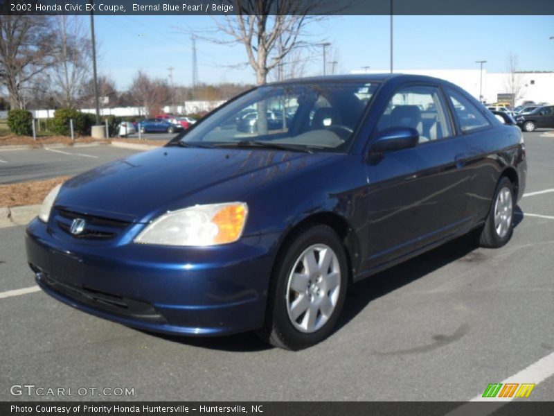 Eternal Blue Pearl / Beige 2002 Honda Civic EX Coupe