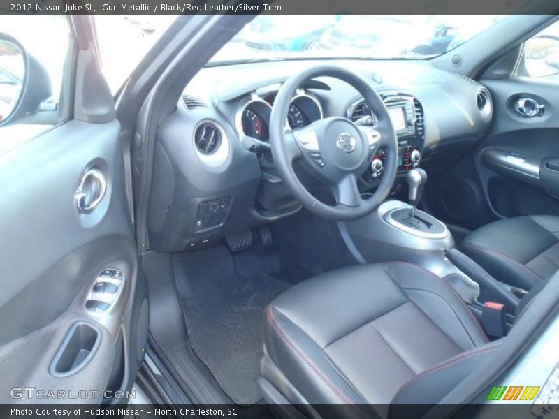  2012 Juke SL Black/Red Leather/Silver Trim Interior