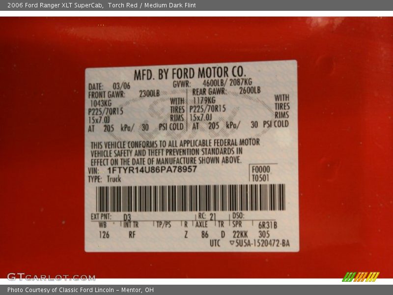 Torch Red / Medium Dark Flint 2006 Ford Ranger XLT SuperCab