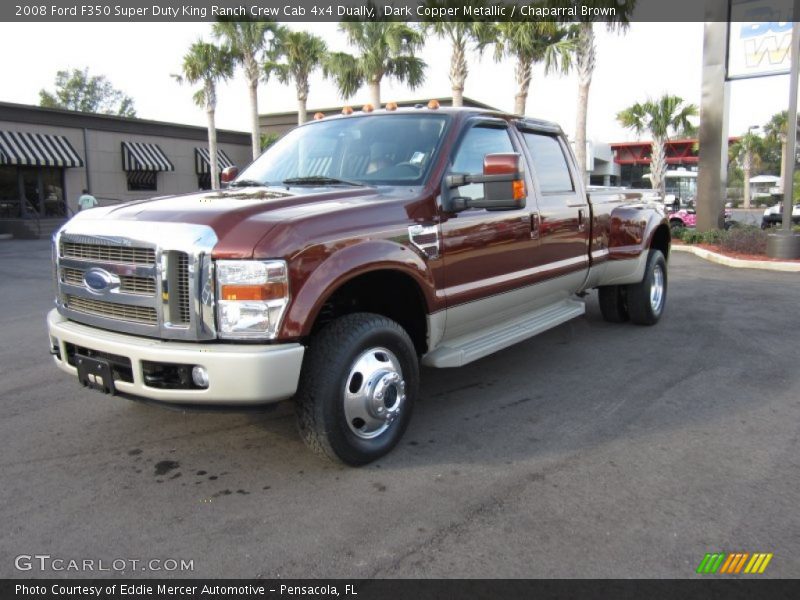 Dark Copper Metallic / Chaparral Brown 2008 Ford F350 Super Duty King Ranch Crew Cab 4x4 Dually