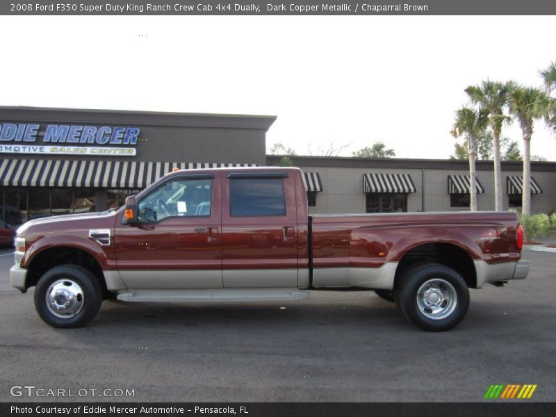 Dark Copper Metallic / Chaparral Brown 2008 Ford F350 Super Duty King Ranch Crew Cab 4x4 Dually