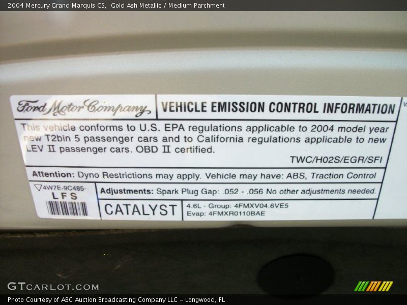 Gold Ash Metallic / Medium Parchment 2004 Mercury Grand Marquis GS