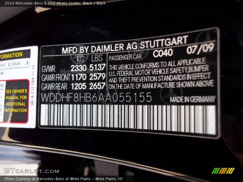 Black / Black 2010 Mercedes-Benz E 350 4Matic Sedan