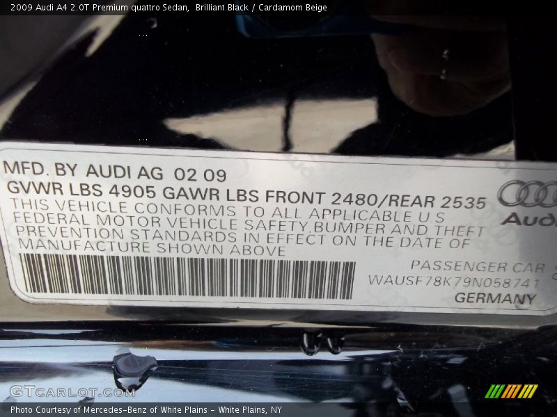 Brilliant Black / Cardamom Beige 2009 Audi A4 2.0T Premium quattro Sedan