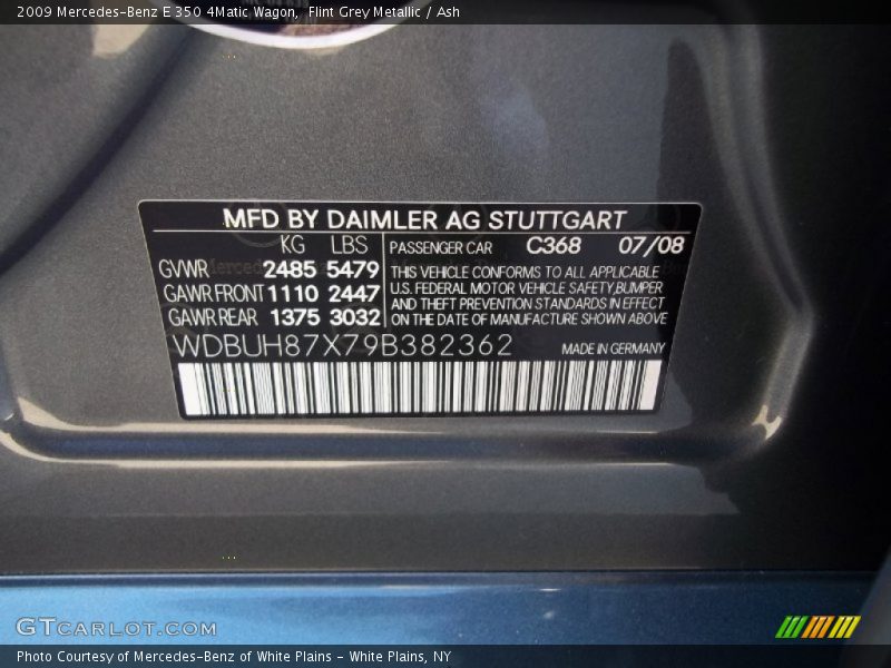 2009 E 350 4Matic Wagon Flint Grey Metallic Color Code 368