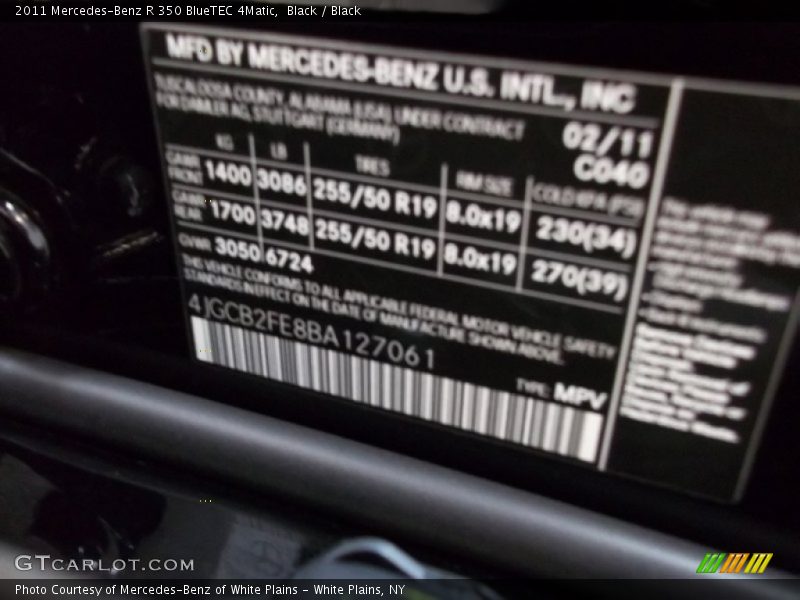 Black / Black 2011 Mercedes-Benz R 350 BlueTEC 4Matic