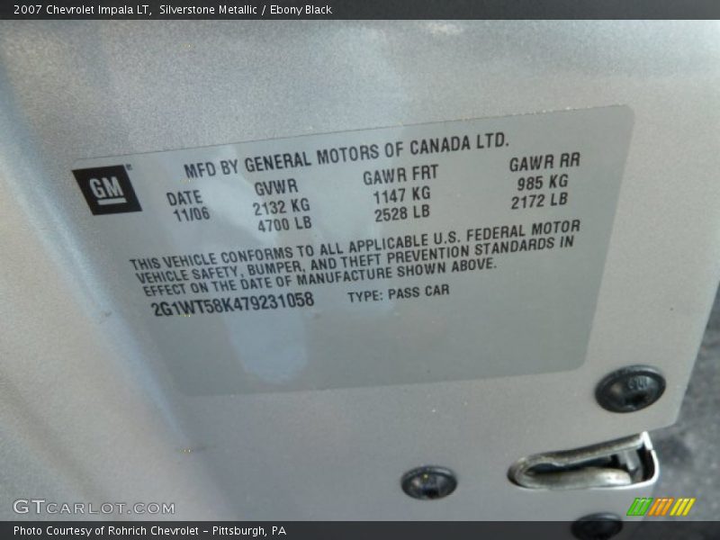 Silverstone Metallic / Ebony Black 2007 Chevrolet Impala LT