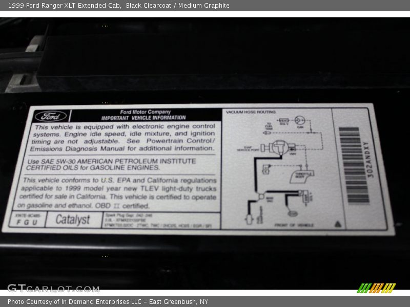 Black Clearcoat / Medium Graphite 1999 Ford Ranger XLT Extended Cab