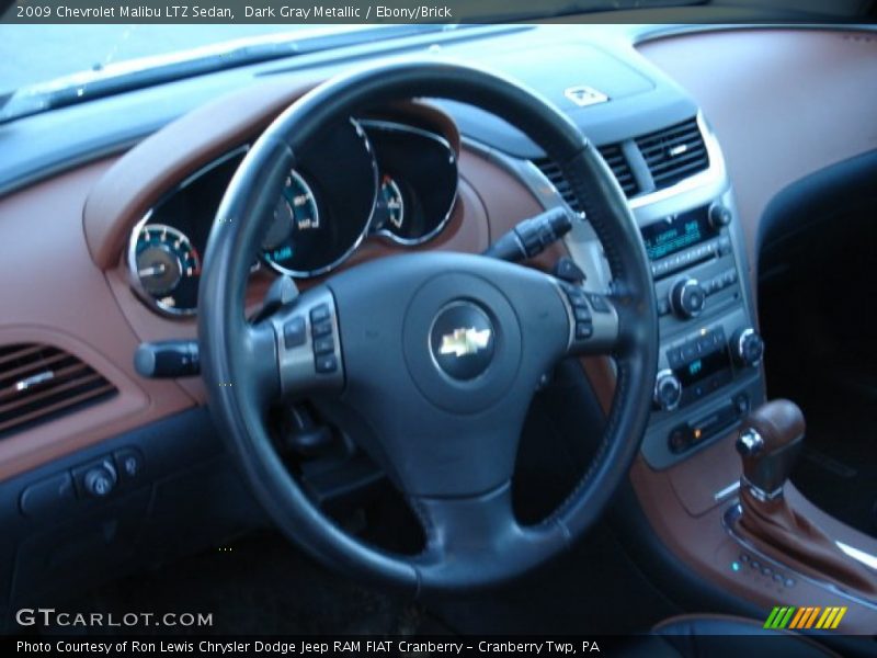 Dark Gray Metallic / Ebony/Brick 2009 Chevrolet Malibu LTZ Sedan