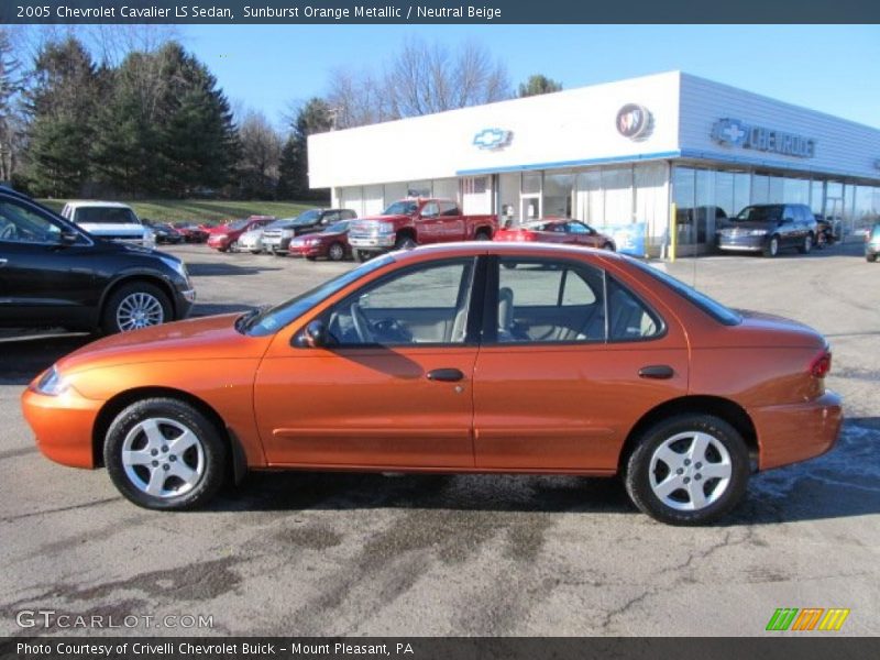 Sunburst Orange Metallic / Neutral Beige 2005 Chevrolet Cavalier LS Sedan