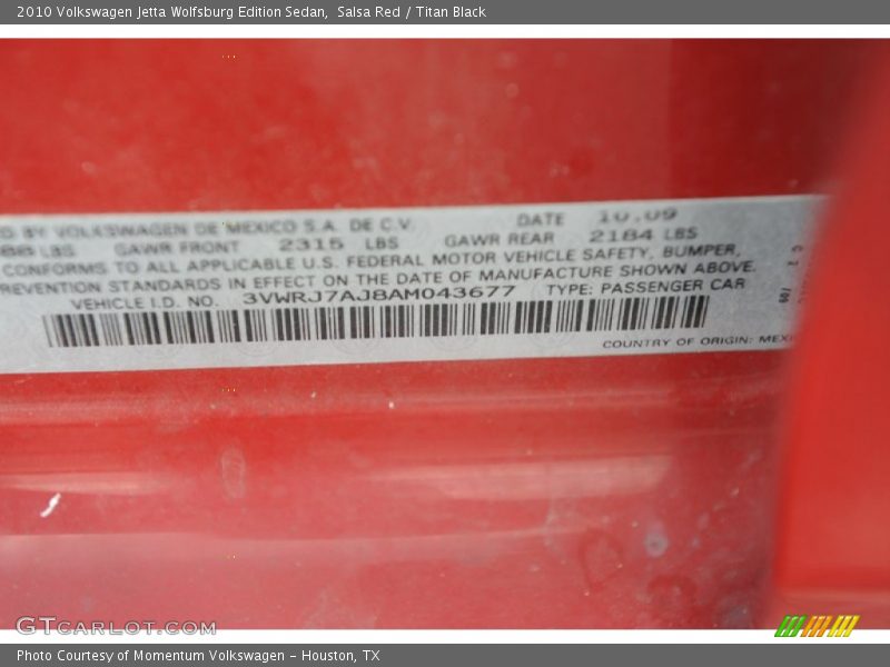 Salsa Red / Titan Black 2010 Volkswagen Jetta Wolfsburg Edition Sedan