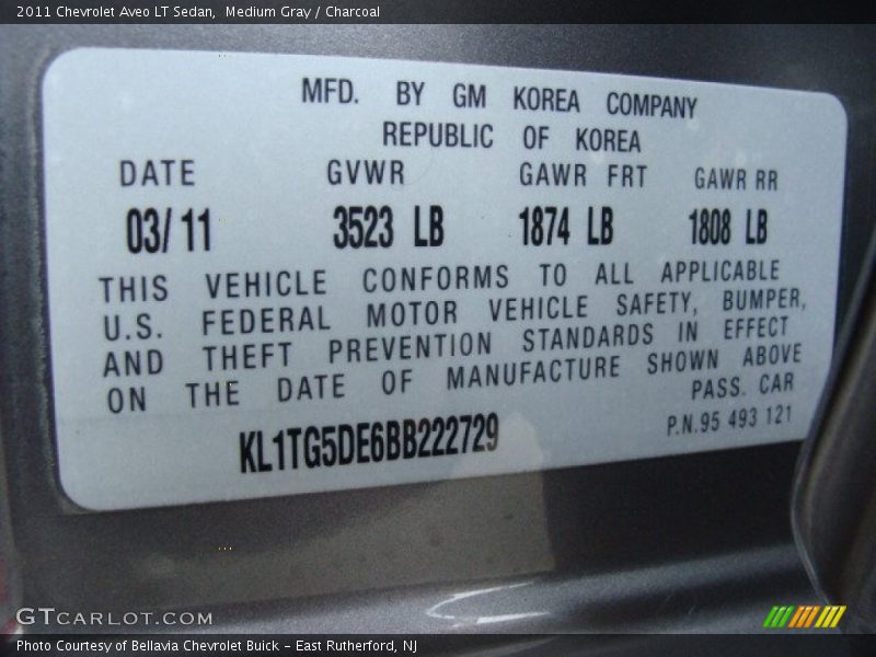 Medium Gray / Charcoal 2011 Chevrolet Aveo LT Sedan
