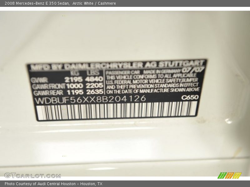 Arctic White / Cashmere 2008 Mercedes-Benz E 350 Sedan