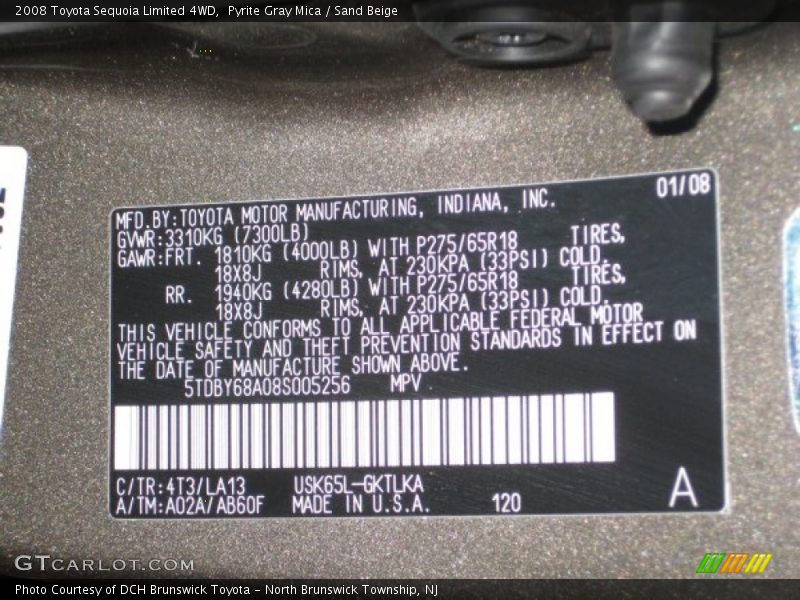 Pyrite Gray Mica / Sand Beige 2008 Toyota Sequoia Limited 4WD